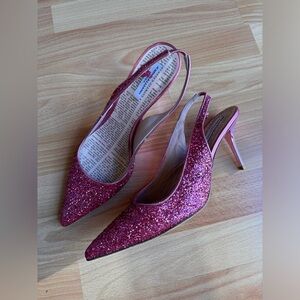 John Galliano Pink Glitter Heels size 11